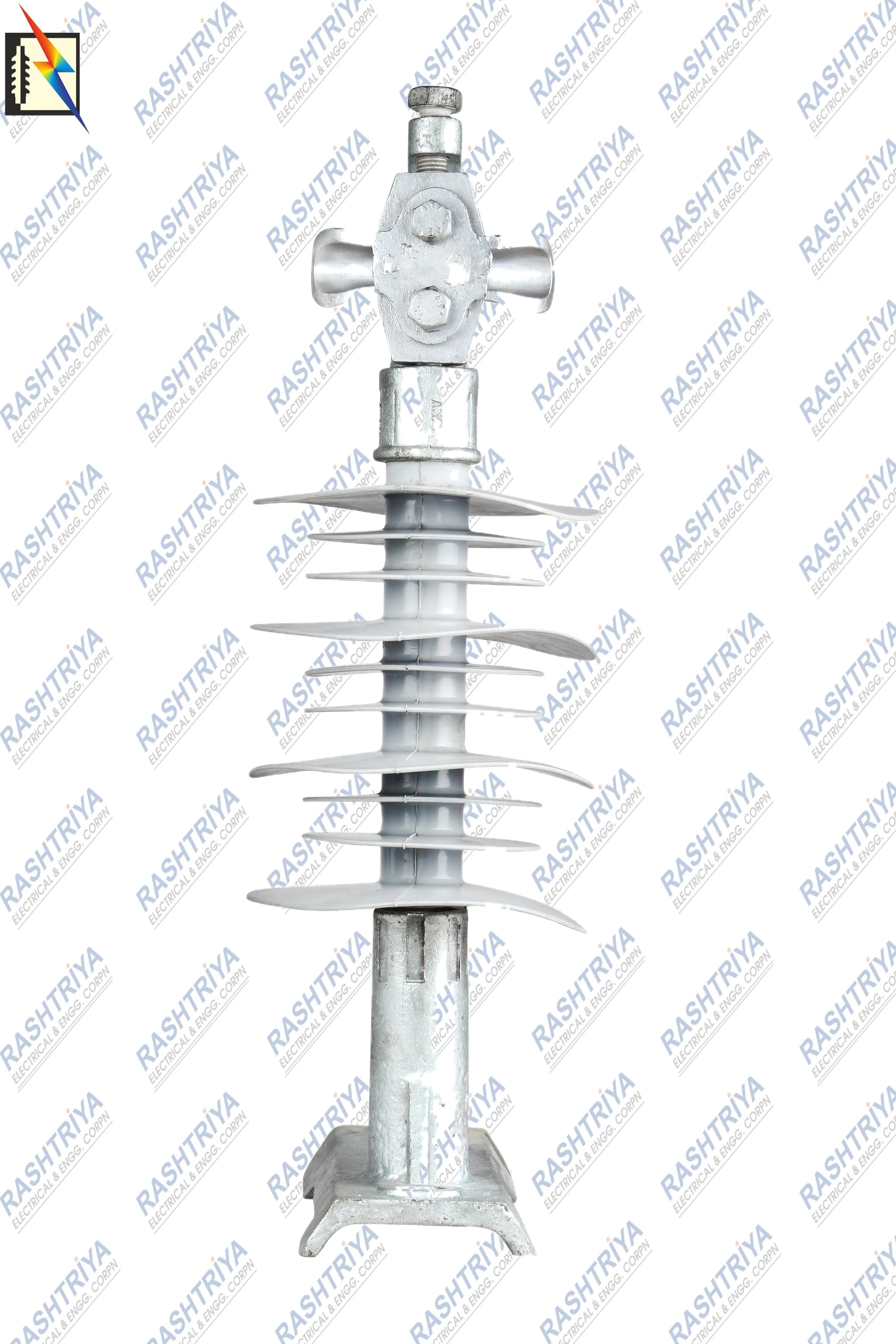 Polymer line post insulator with clamp-top and gain-base fittings